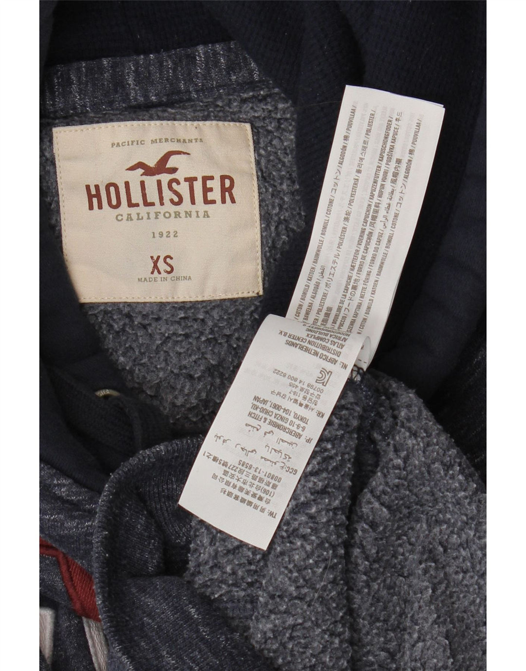 HOLLISTER Męski sweter z kapturem XS z grafiką, bawełniany w kolorze granatowym