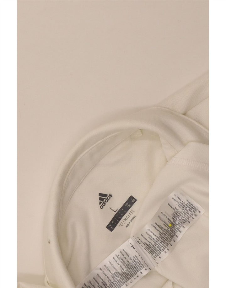 Męska koszulka polo Adidas Climalite, duża, biała, z poliestru