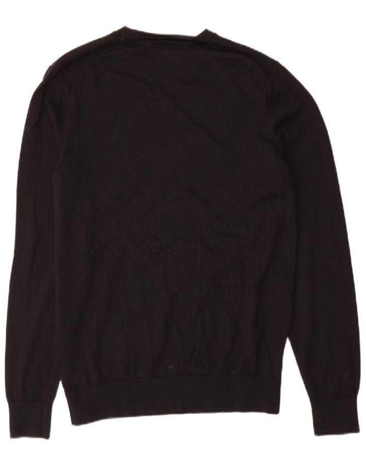 Męski sweter z okrągłym dekoltem Tommy Hilfiger, duży, czarny, wełniany