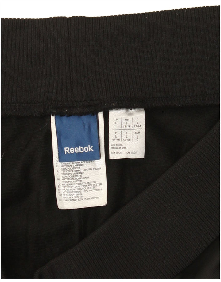 Damskie spodnie dresowe Reebok UK 16/18, duże, czarne, poliestrowe