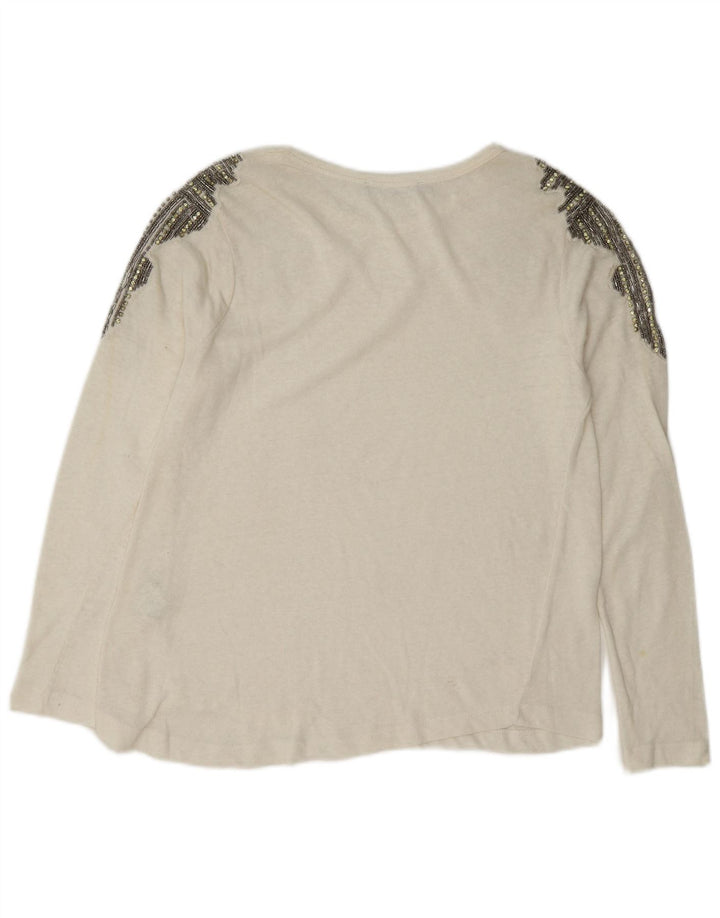 Top damski Zara z długim rękawem UK 10, mały, biały, bawełniany