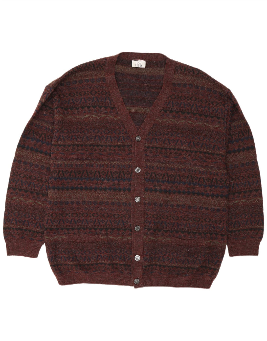 Sweter męski Rodes 2XL, brązowa, geometryczna wełna