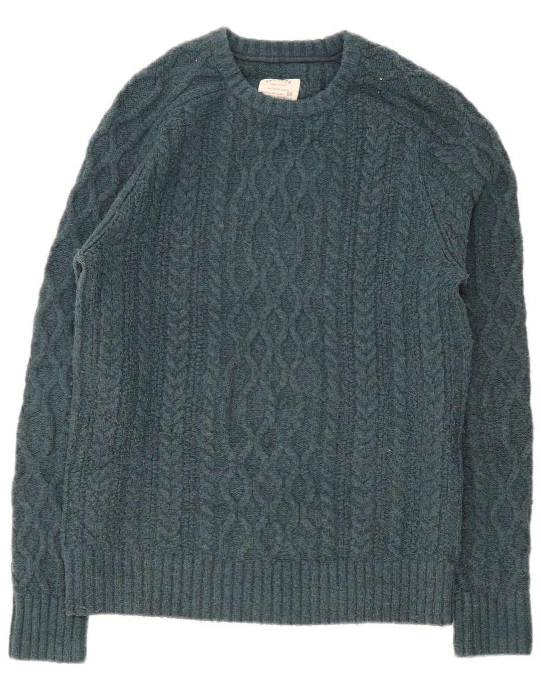 Męski sweter z okrągłym dekoltem Fat Face, mały, zielony, wełniany