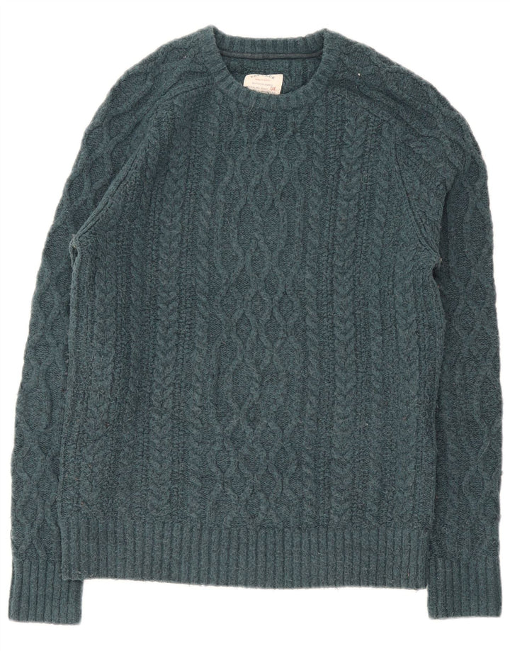 Męski sweter z okrągłym dekoltem Fat Face, mały, zielony, wełniany