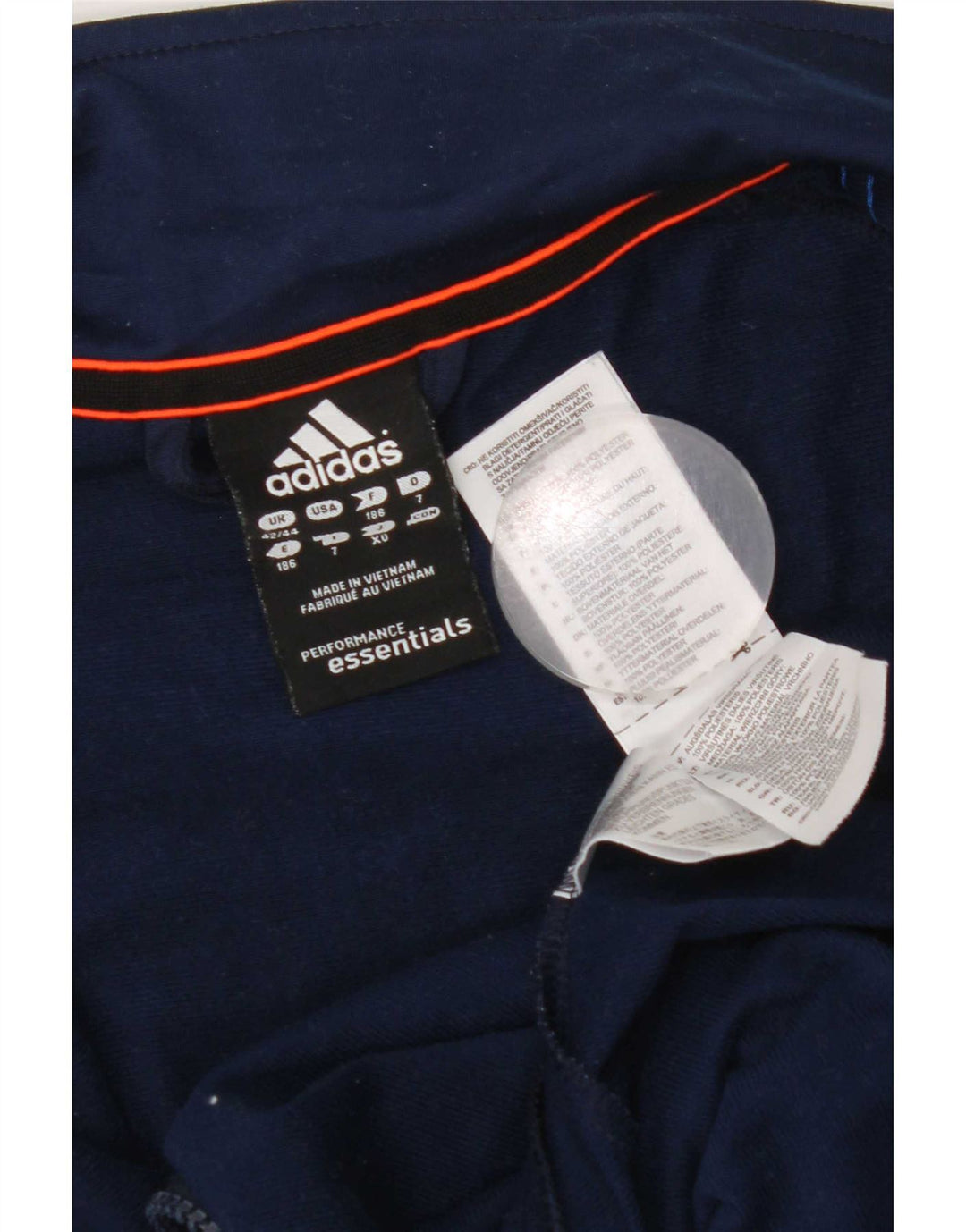 Adidas Męska kurtka dresowa UK 42/44, duża granatowa, poliestrowa