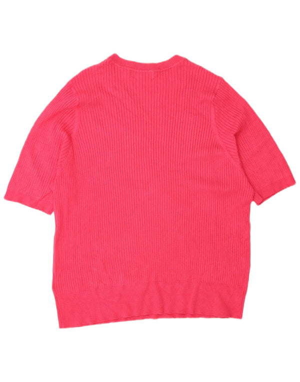 Marks & Spencer Damski sweter z krótkim rękawem i dekoltem w łódkę UK 24 4XL Różowy