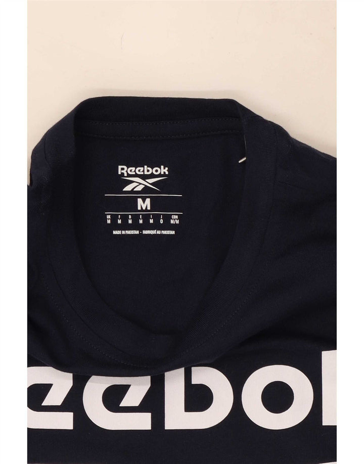 Męska koszulka z grafiką Reebok Top, średnia, granatowa, bawełniana