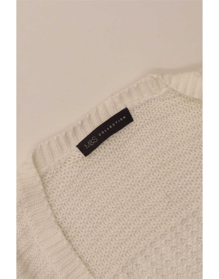 Marks & Spencer Damski sweter rozpinany UK 8, mały, biały