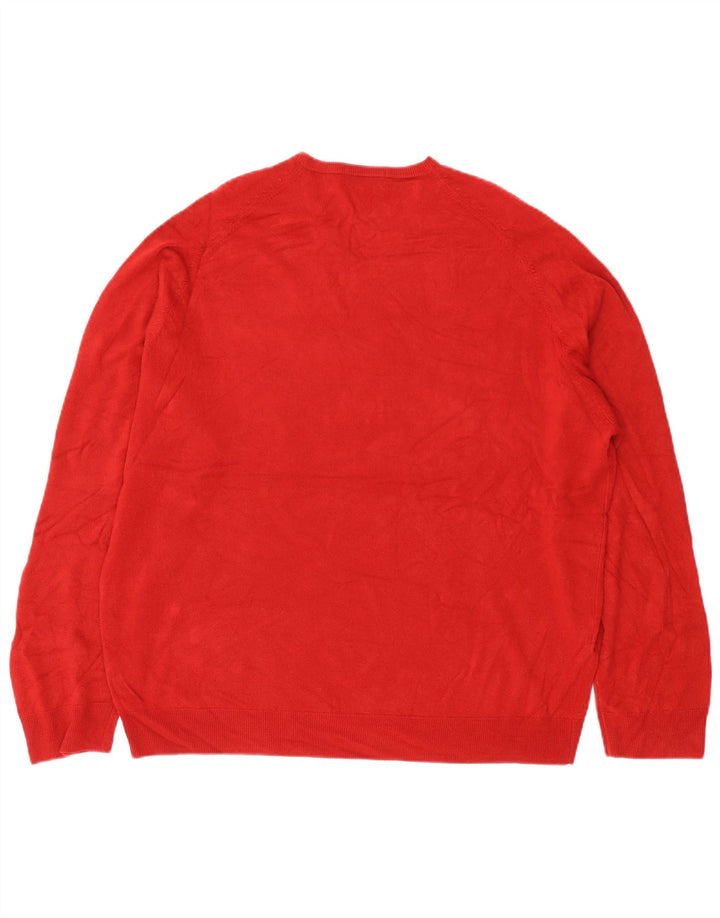 Marks & Spencer Męski sweter z dekoltem w kształcie litery V, 2XL, czerwony akryl