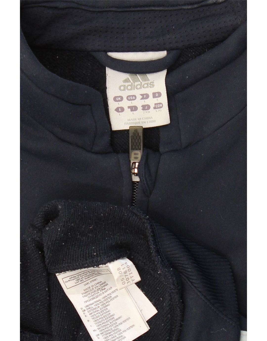 Męska kurtka dresowa ADIDAS, duża, granatowa, z poliestru w blokach kolorów