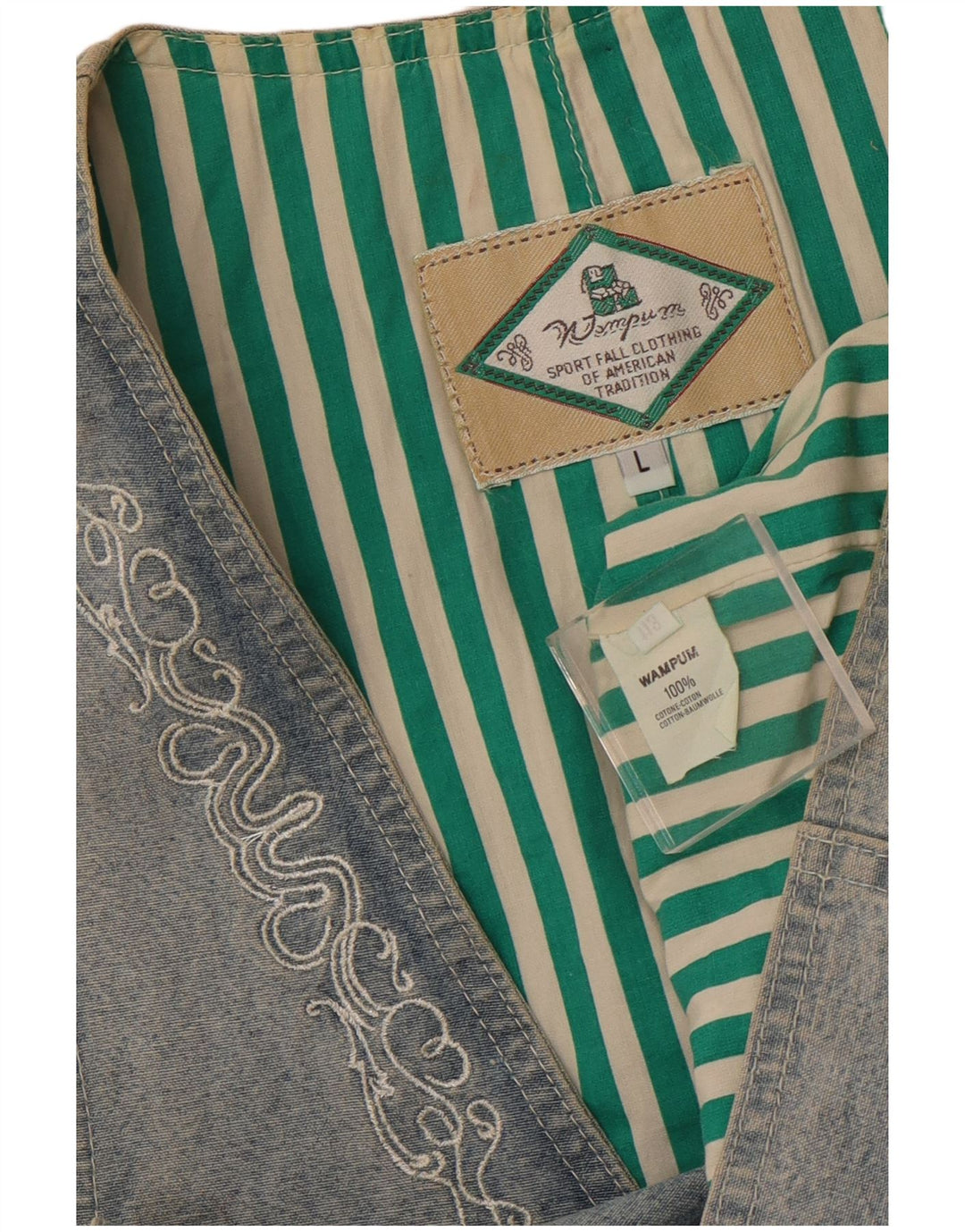 Kamizelka damska WAMPUM UK 16 duża niebieska bawełna