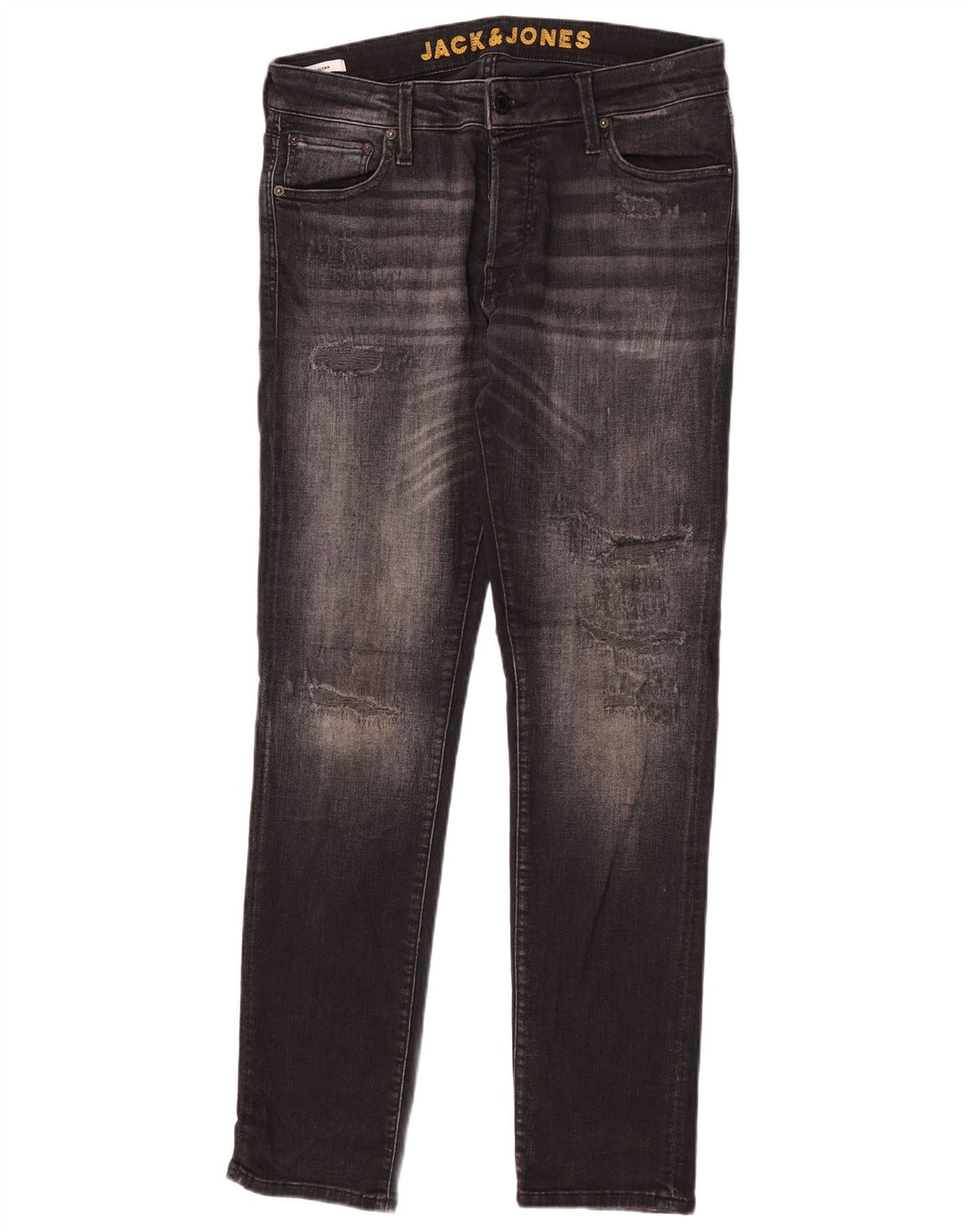 Męskie jeansy Jack & Jones GLENN Distressed W33 L32 Czarne bawełniane