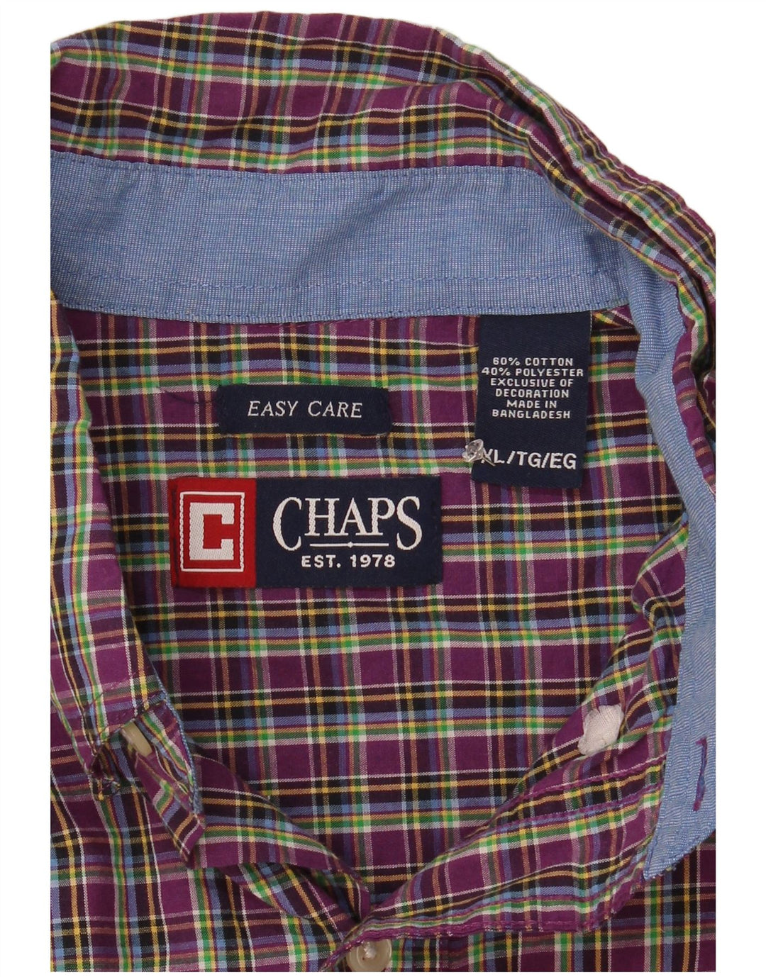 Koszula męska Chaps Easy Care XL, bawełniana w fioletową kratkę