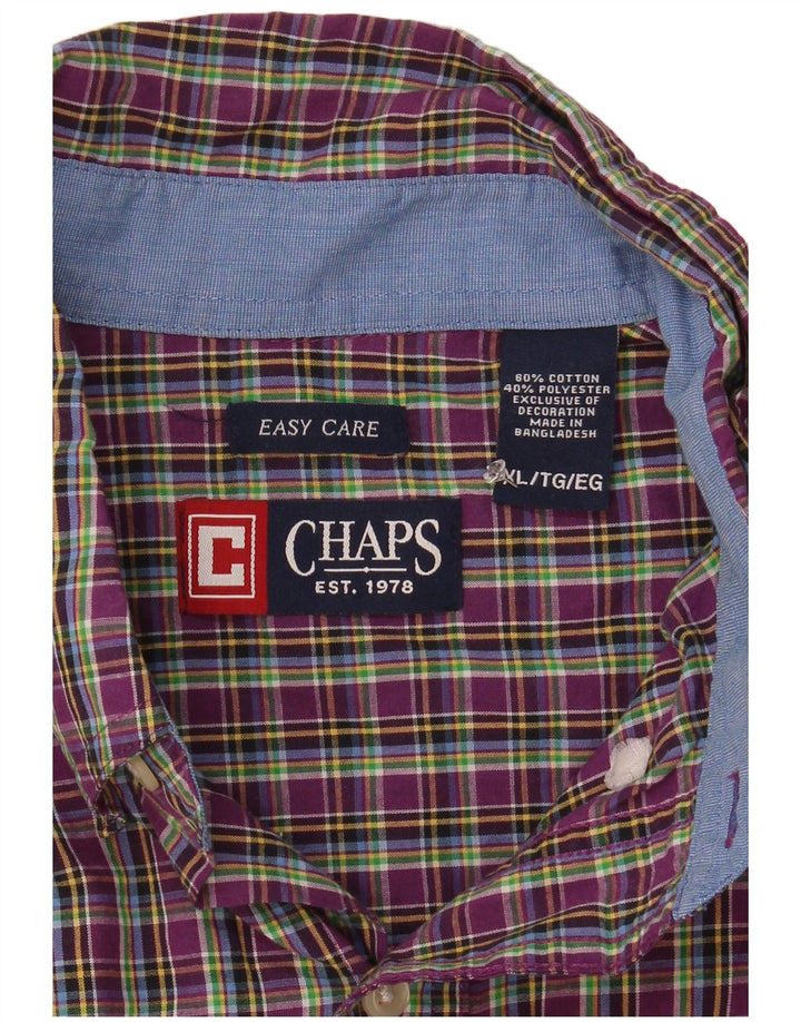 Koszula męska Chaps Easy Care XL, bawełniana w fioletową kratkę