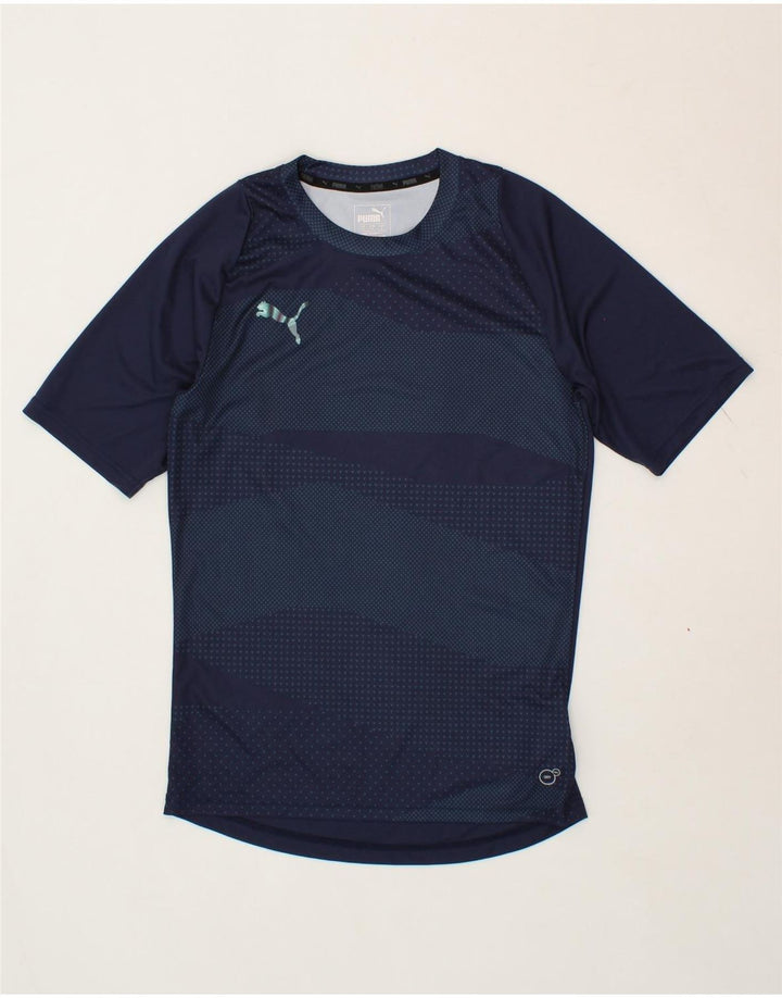 PUMA Mens T-Shirt Top Small Navy Blue Spotted Polyester Vintage Puma and Second-Hand Puma from Messina Hembry 
