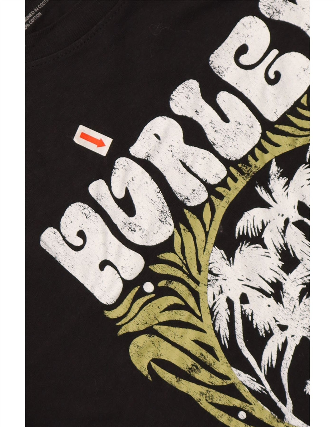 Męski T-shirt z grafiką HURLEY, duży, czarny, bawełniany