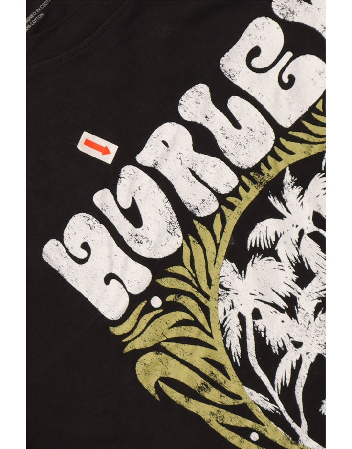 Męski T-shirt z grafiką HURLEY, duży, czarny, bawełniany