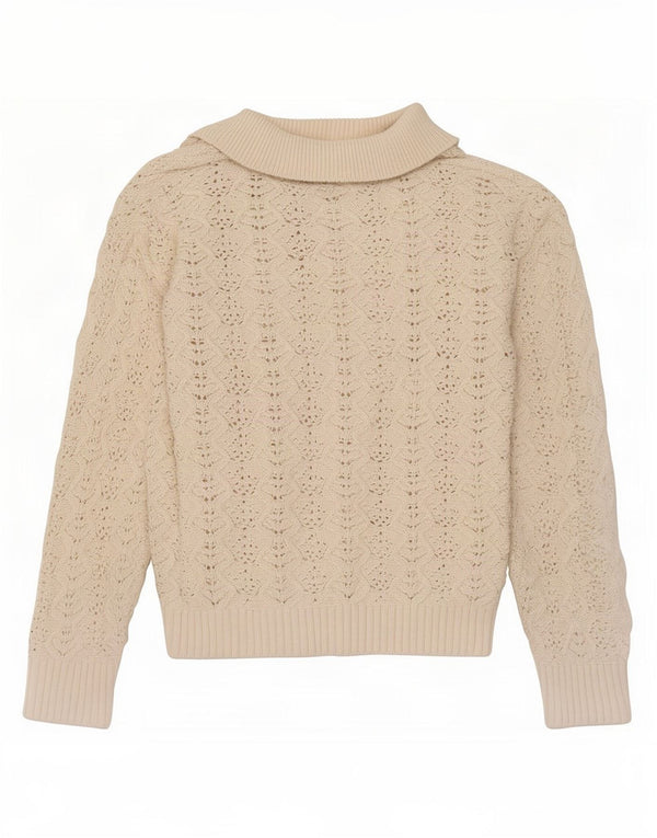 Marks & Spencer Damski sweter polo UK 10, mały, beżowy, bawełniany