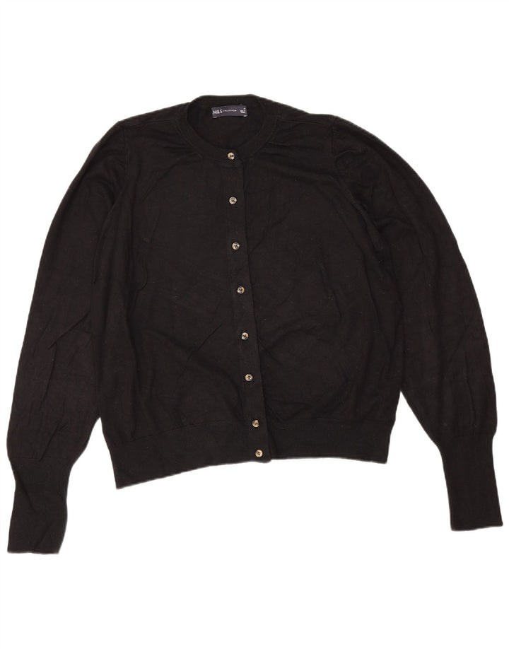Marks & Spencer Damski sweter kardigan UK 16, duża, czarna wiskoza