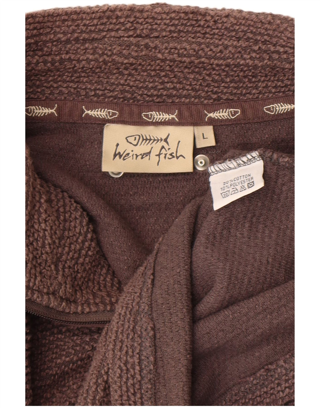 Męska bluza z zamkiem błyskawicznym WEIRD FISH, duża, brązowa, bawełniana