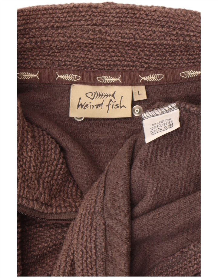 Męska bluza z zamkiem błyskawicznym WEIRD FISH, duża, brązowa, bawełniana