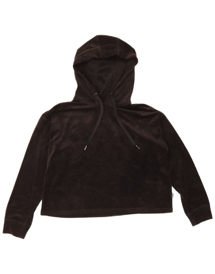 Dkny damski oversize'owy top welurowy z kapturem i długim rękawem UK 12, średni czarny
