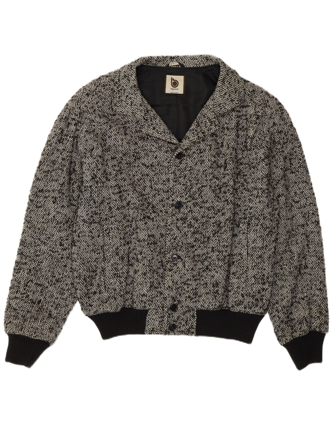 Męska kurtka bomber Bignami UK 42 XL Szara wełna w jodełkę