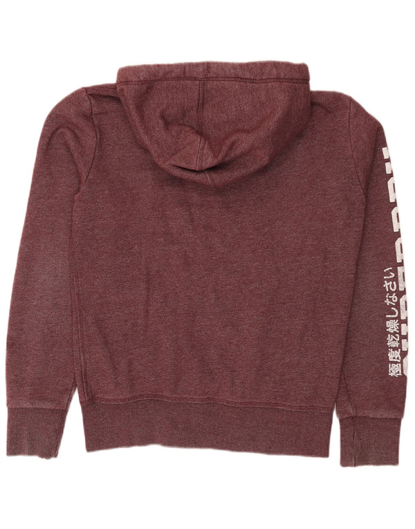 SUPERDRY Męski sweter z kapturem i zamkiem błyskawicznym, mały, bordowy, bawełniany