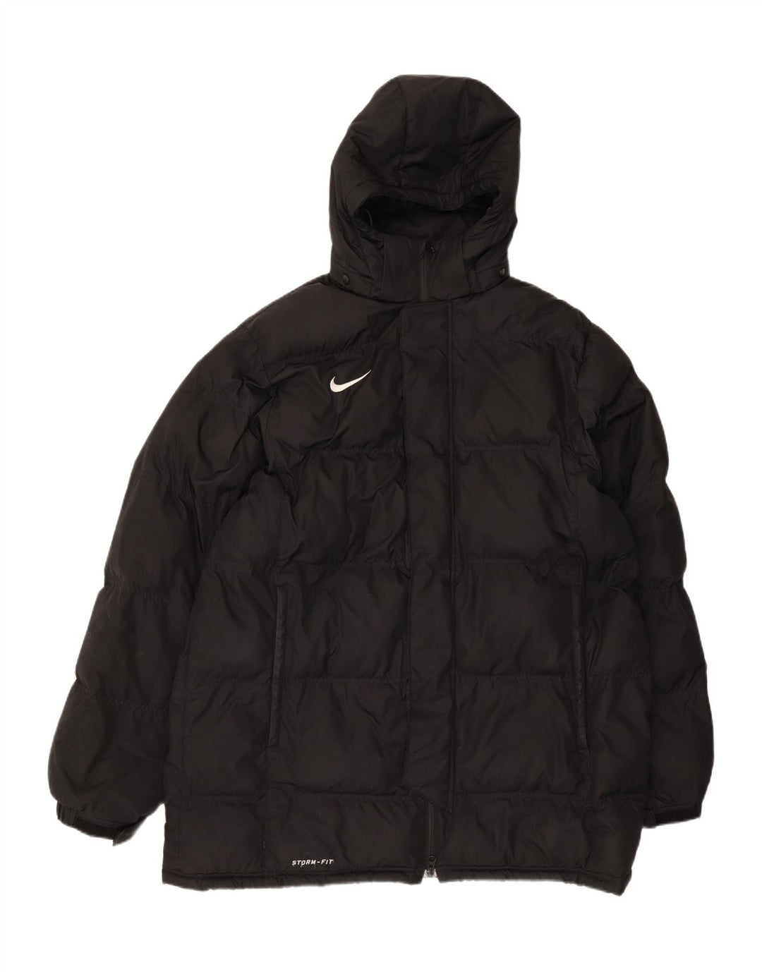 Męska wyściełana kurtka z kapturem Nike Storm-Fit UK 40, duża, czarna, poliestrowa
