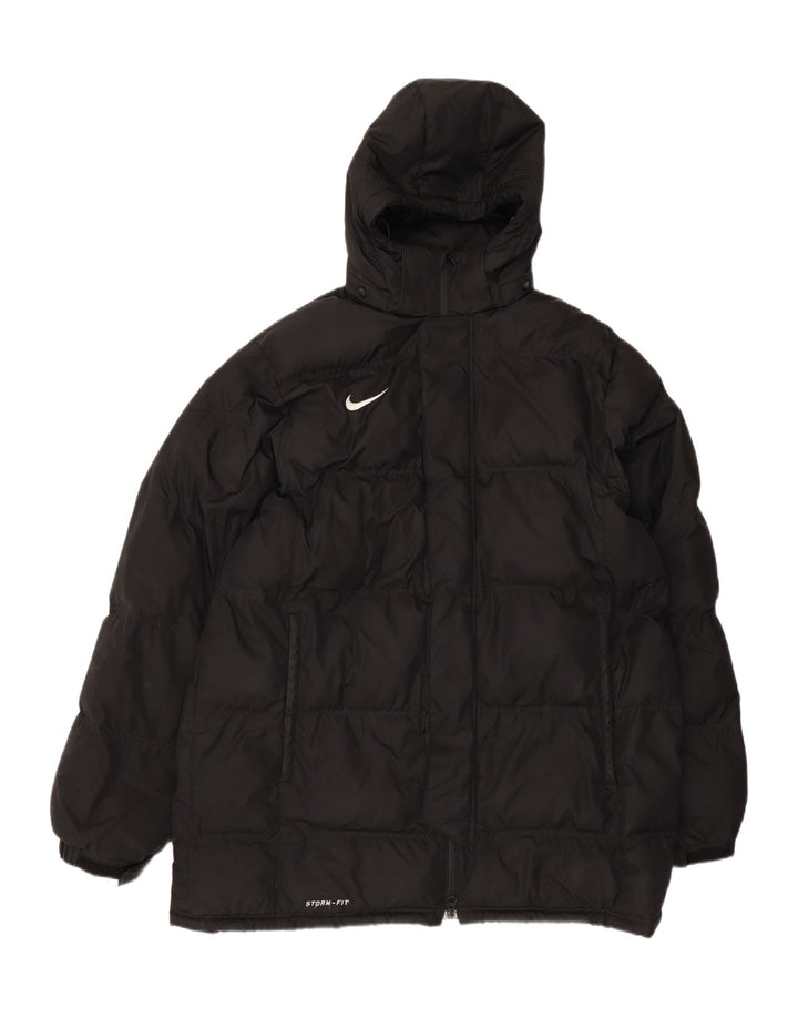Męska wyściełana kurtka z kapturem Nike Storm-Fit UK 40, duża, czarna, poliestrowa