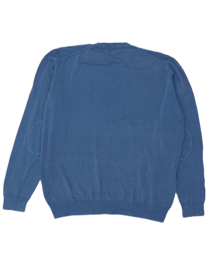 Marlboro Classics Męski sweter z okrągłym dekoltem 3XL, niebieska bawełna