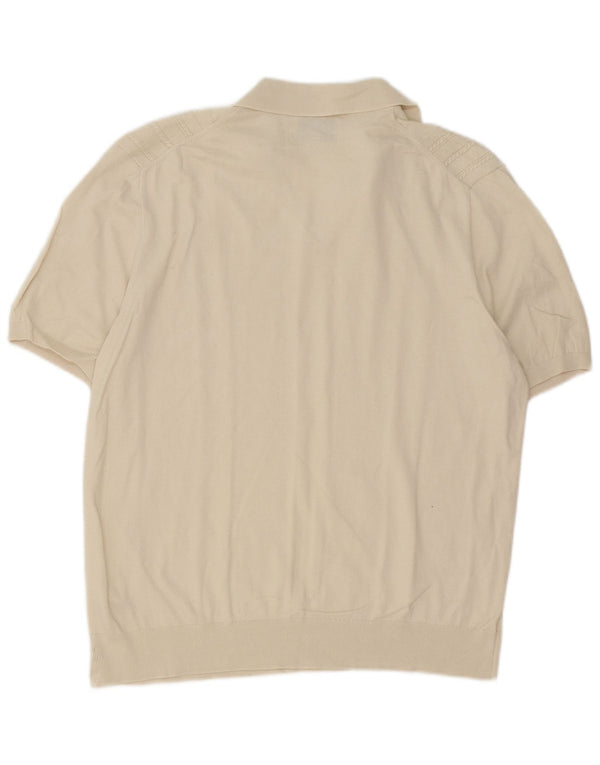 Marks & Spencer Męski sweter polo z krótkim rękawem XL, beżowy, bawełniany