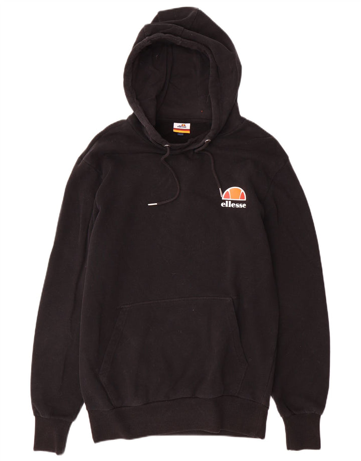 Męski sweter z kapturem i grafiką ELLESSE, średni czarny, bawełniany