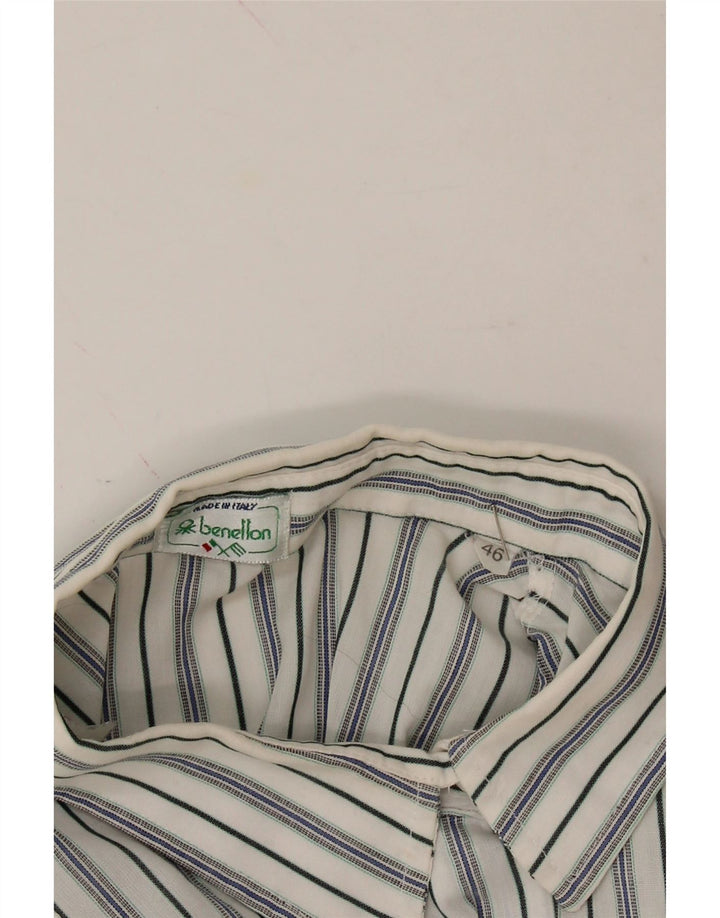 BENETTON Womens Shirt IT 46 Large White Striped Vintage Benetton and Second-Hand Benetton from Messina Hembry 