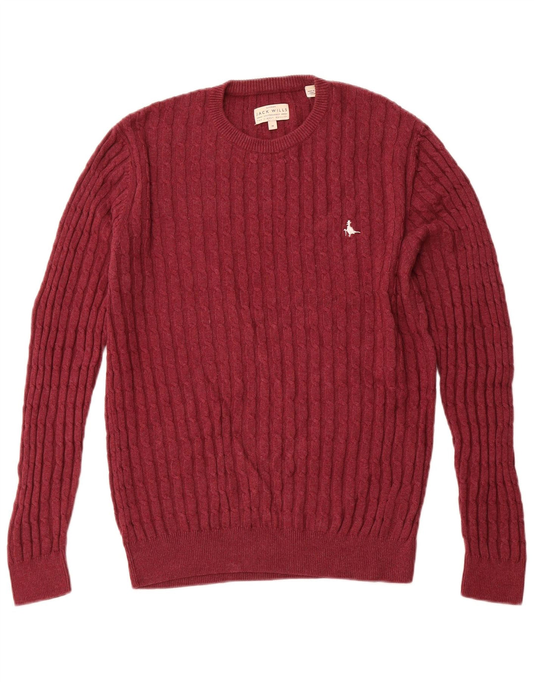JACK WILLS Męski sweter z okrągłym dekoltem, średniej wielkości bordowa bawełna