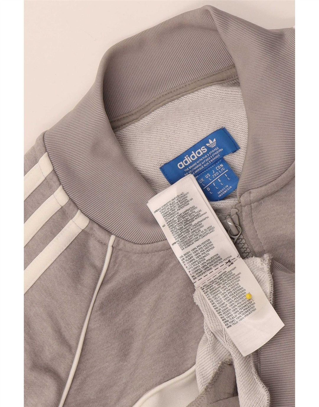 Męska kurtka dresowa Adidas, duża, szara, z blokami kolorów, poliester