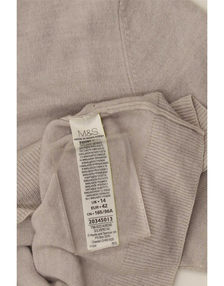 Marks & Spencer Damski sweter rozpinany UK 14, duży, szary, akrylowy