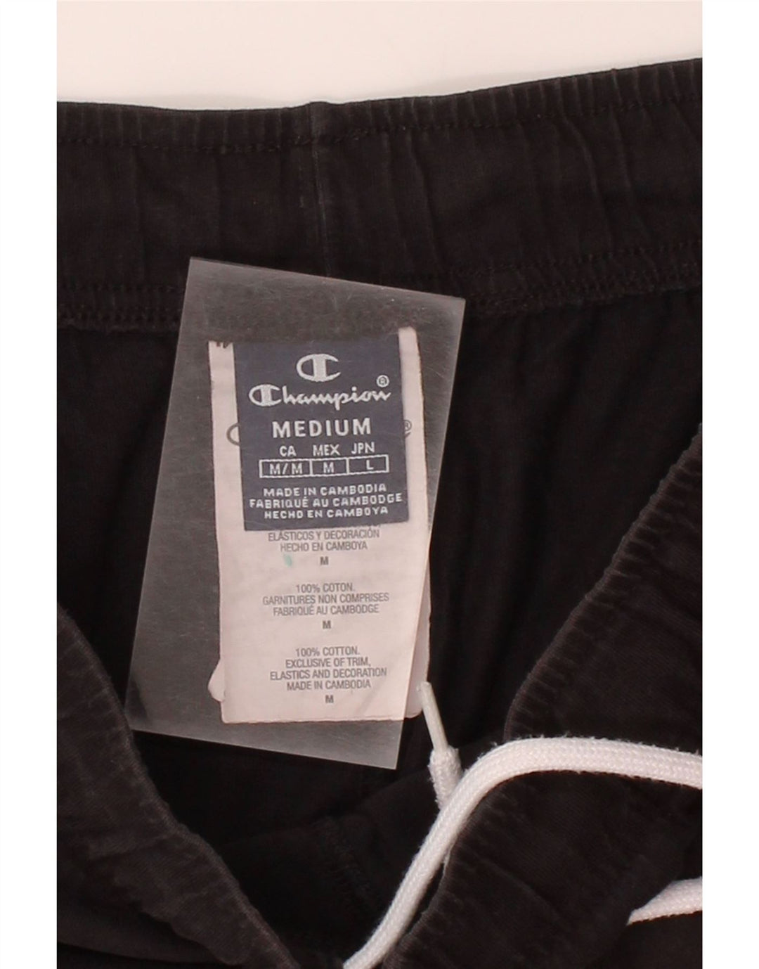 CHAMPION Mens Graphic Sport Shorts Medium  Black Cotton Vintage Champion and Second-Hand Champion from Messina Hembry 