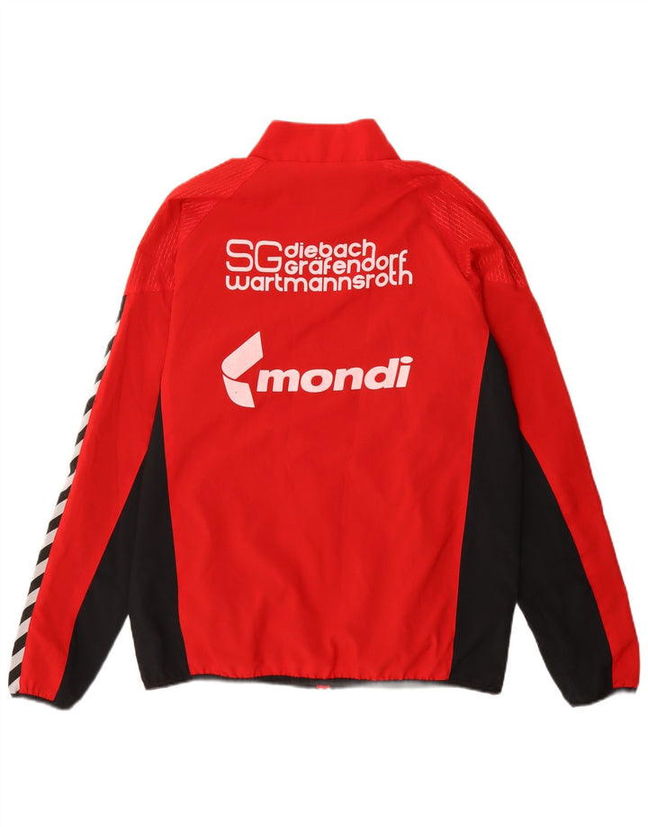 Hummel Męska kurtka dresowa z grafiką, średnia czerwona, poliester w blokach kolorystycznych