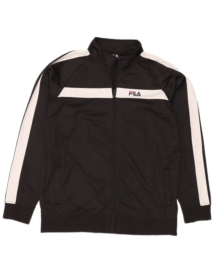FILA Mens Tracksuit Top Jacket 2XL Black Colourblock Polyester
