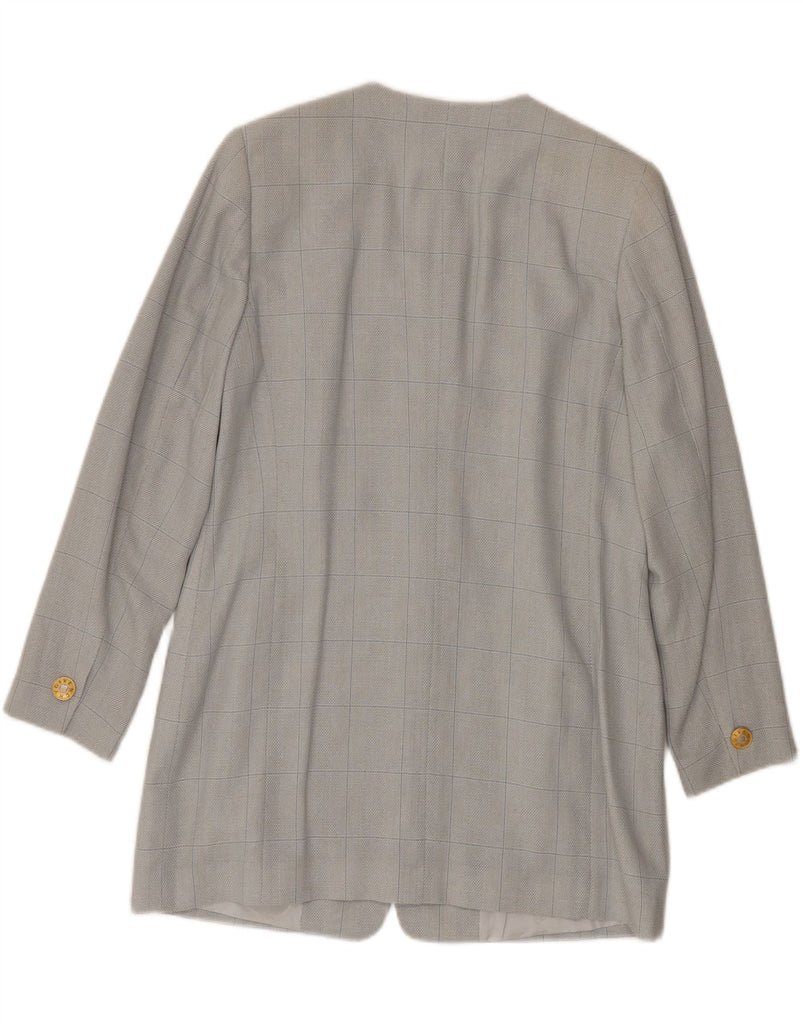 GIVENCHY Womens Longline 4 Button Blazer Jacket US 10 Large Grey Check Vintage Givenchy and Second-Hand Givenchy from Messina Hembry 