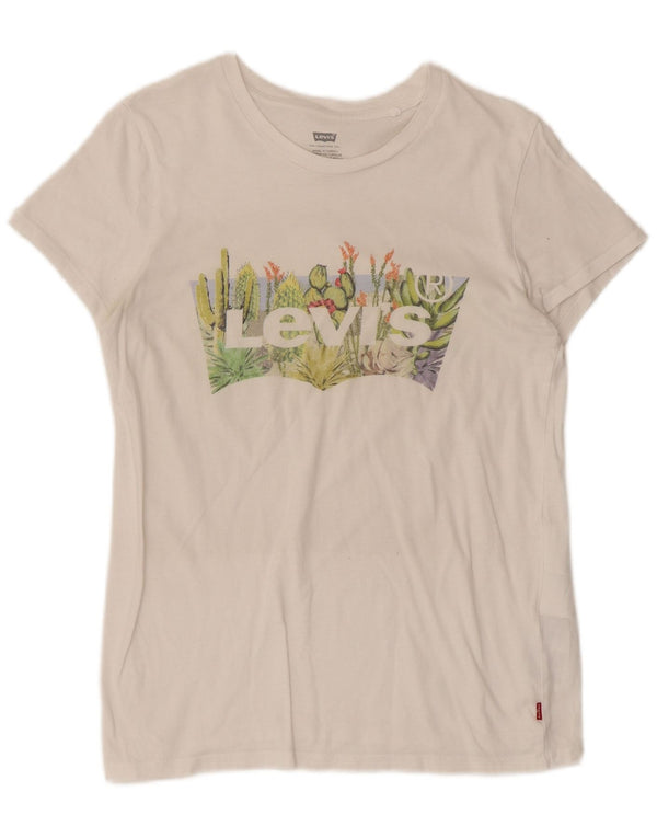 Damska koszulka z grafiką Levi's Top UK 10 Small, biała bawełna