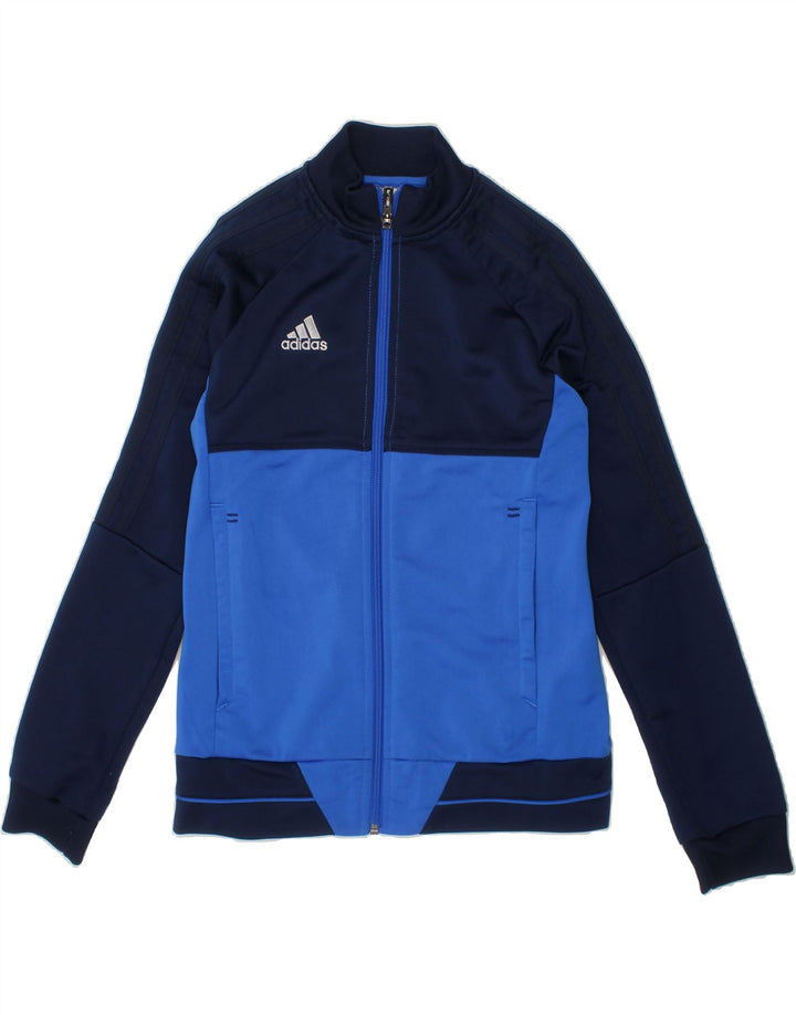 ADIDAS Boys Tracksuit Top Jacket 9-10 Years Blue Colourblock Polyester Vintage Adidas and Second-Hand Adidas from Messina Hembry 