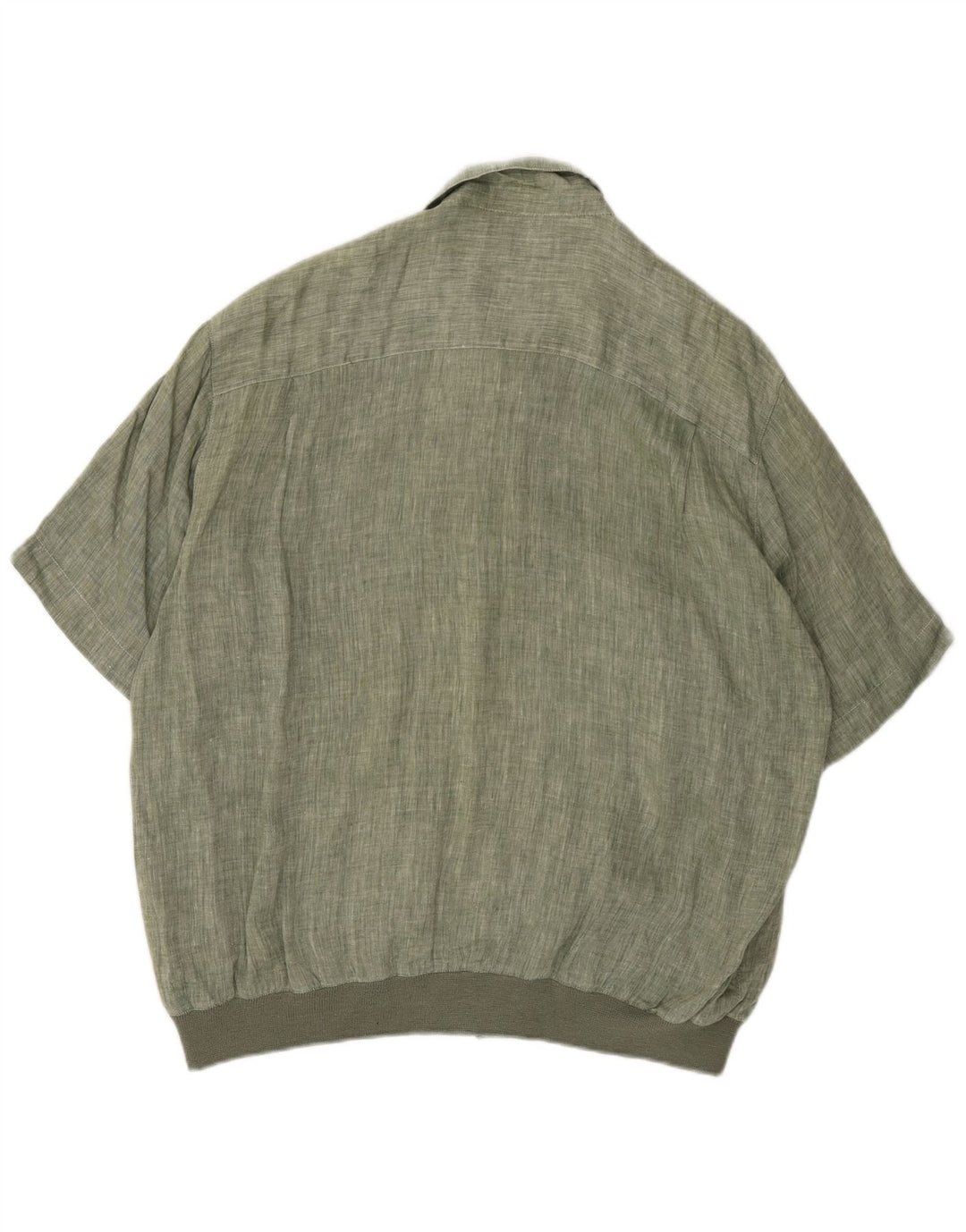 NAZZARENO G. Męska koszula z krótkim rękawem XL, zielona lniana