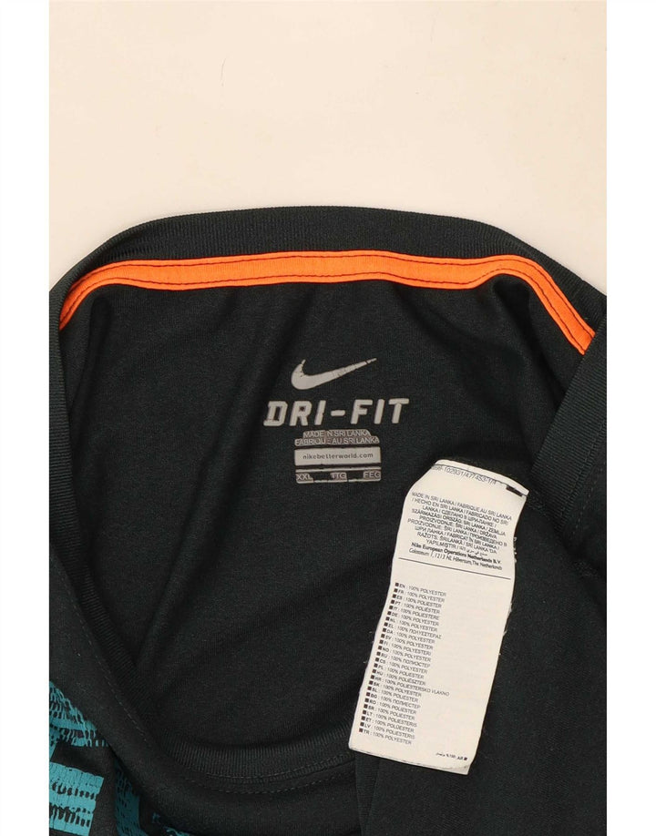 Męski T-shirt z grafiką Nike, 2XL, zielony, poliester