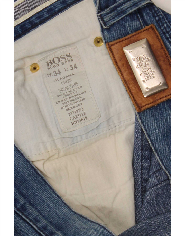 Męskie proste dżinsy Hugo Boss W34 L28 Niebieskie bawełniane