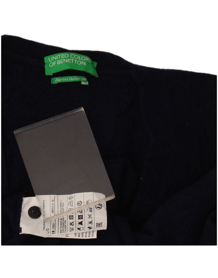 Sweter damski Benetton UK 14, duży, granatowy, wełniany