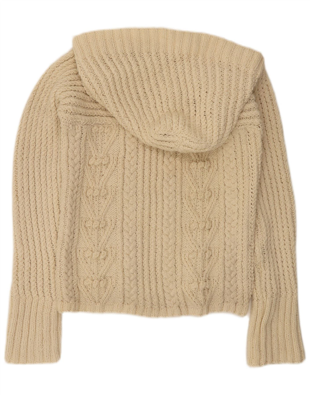 Vintage damski sweter z kapturem UK 14 średni beż