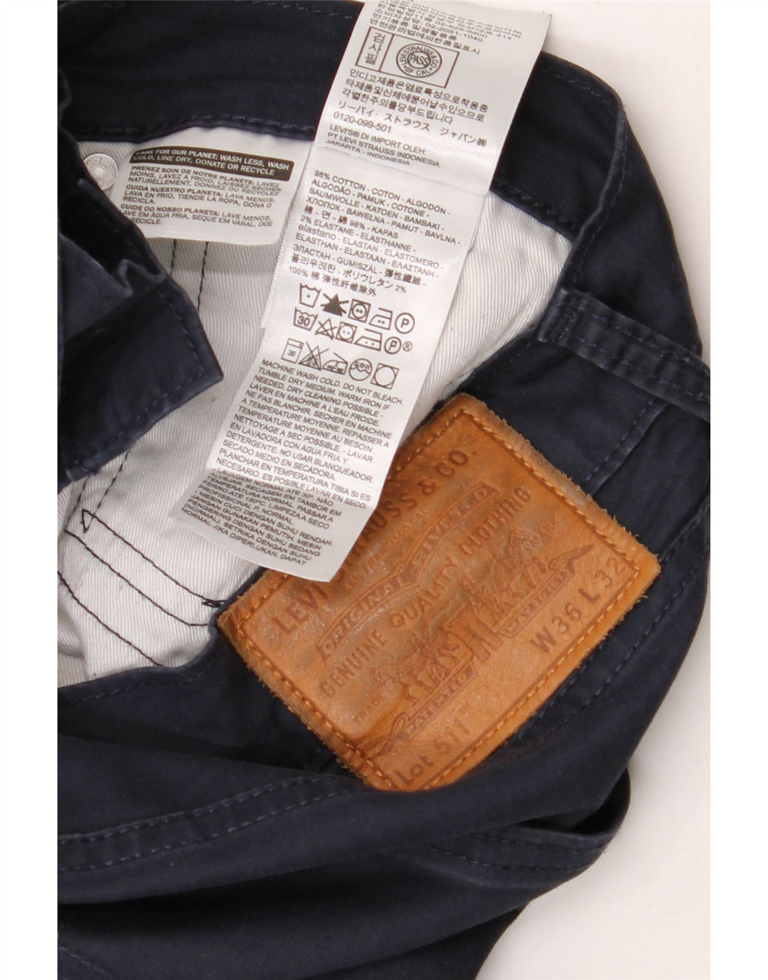 Męskie spodnie LEVI'S 511 Slim Casual W36 L32 Granatowa bawełna