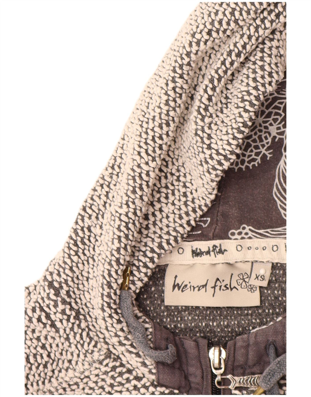 Damski sweter z kapturem i zamkiem WEIRD FISH UK 6 XS, szara bawełna